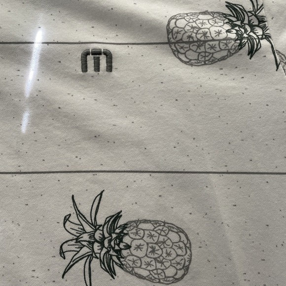 Travis Mathew Polo Shirt Mens Size‎ Large White Striped Pineapple Golf S Sleeve - Picture 6 of 7